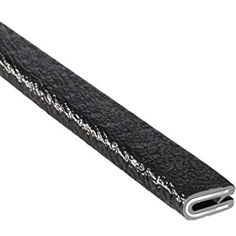 Trim-Lok Edge Trim PVC/Aluminum with Textured Black Finish, Single Gripping Finger, 9/16 inch, Height 1/16 inch, Length 25 feet