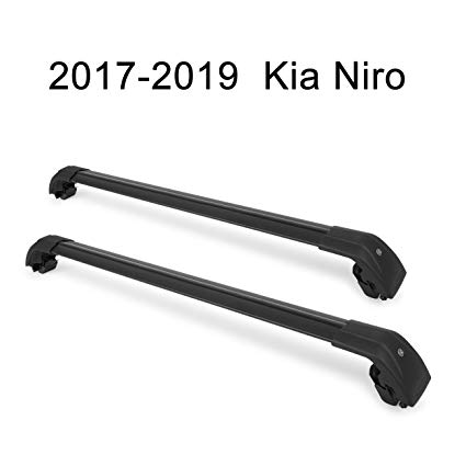 Autekcomma Roof Rack Crossbars for 2017 2018 2019 Kia NIRO Aircraft Aluminum Black Matte with Anti-Theft Locks/Cargo Carrier/Luggage Carrier/Bike Rack/Skis/Kayak Mounts/Snowboards