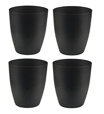 Plastic Small Trash Can 2 Gallon/7.6 Liter Garbage Can Wastebasket for Bathroom Bedroom Kitchen Office (4 Pack, Black)