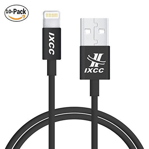 iXCC Lightning Cable 3ft, iPhone charger, for iPhone X, 8, 8 Plus, 7, 7 Plus, 6s, 6s Plus, 6, 6 Plus, SE 5s 5c 5, iPad Air 2 Pro, iPad mini 2 3 4, iPad 4th Gen [Apple MFi Certified](10Pack Black)