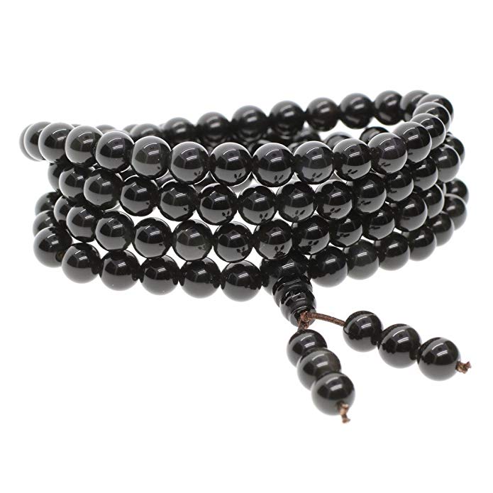 AmorWing 108 Mala Beads Prayer Bracelet Japa Mala Semi Precious Stone Necklaces for Men Women