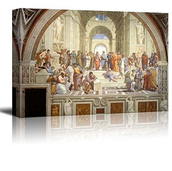 Wall26 The School of Athens by Raphael Giclee Canvas Prints Wrapped Gallery Wall Art | Stretched and Framed Ready to Hang - 24" x 36"
