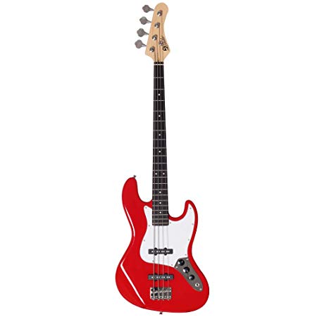 Lindo J-BASS Electric Bass Guitar with Soft Carry Case - Red