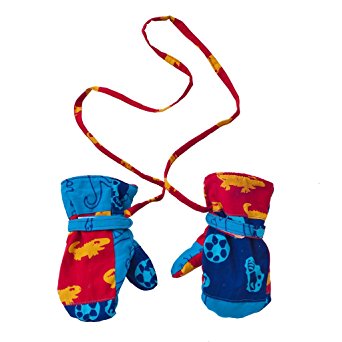 Back From Bali Boys Baby Toddler Mittens with String Micro Fleece Warm Winter