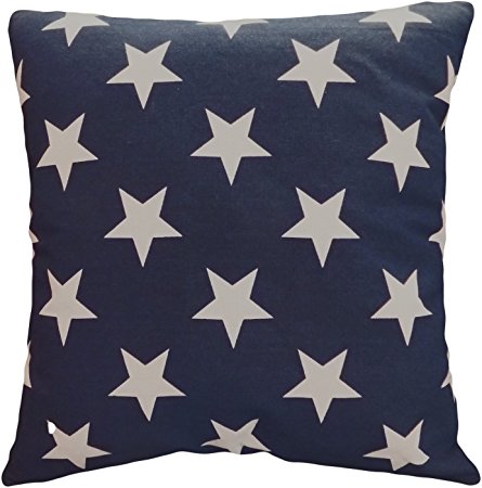 Decorative Printed Star Floral Throw Pillow Cover 18" Navy