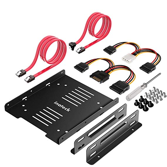 Inateck 2x 2.5 Inch HDD/SSD to 3.5 Inch Internal Hard Disk Drive Mounting Kit Bracket, Including 2xSATA Data Cables and 2x Power Cables(ST1004)