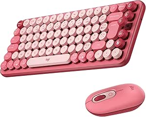 Logitech Pop Combo Souris et Clavier Mécanique Sans Fil - Emojis Personnalisables, SilentTouch,défilement de précision/Rapide, Design Compact, Bluetooth,USB, Multi-appareils, FR AZERTY - Heartbreaker