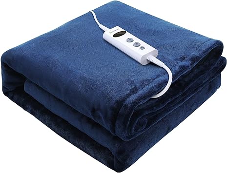 DISUPPO Coperta Elettrica 180x130cm, Coperta Riscaldante Elettrica Flanella, Riscaldamento del Timer, con 10 Livelli di Temperatura, Protezione da Surriscaldamento, Lavabile in Lavatrice