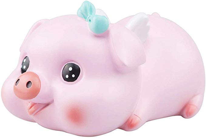 VANVENE Pink Pig Piggy Bank for Girls Boys, Money Bank Coin Bank for Kids , at Nursery or Home Décor Keepsake and Christmas Birthday Gift for Children, Resin Not Easy to be Broken (Bow-Knot)