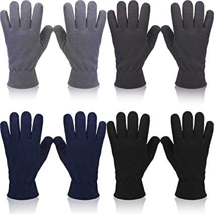 4 Pairs Winter Soft Gloves Ski Warm Mittens Thermal Fleece Gloves for Men Women Christmas Valentine’s Day Giving