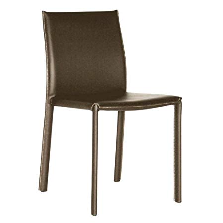 Baxton Studio Leather Dining Chair, Set of 2, Espresso Brown