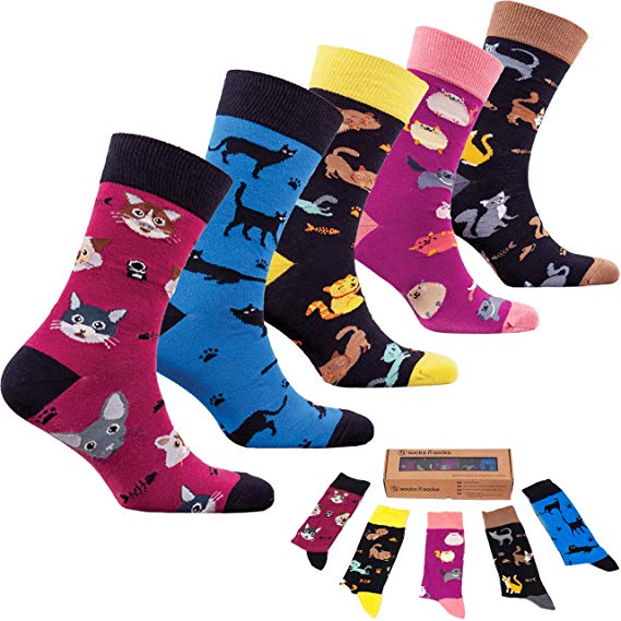 Socks n Socks-Mens 5pair Luxury Colorful Cotton Fun Novelty Dress Socks Gift Box