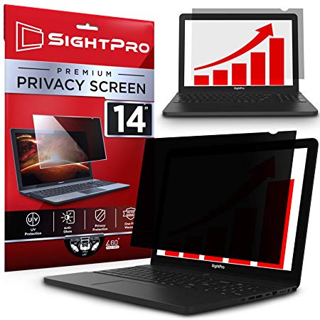 SightPro 14 inch Laptop Privacy Screen Filter (Black) - Privacy Protector for 14" 16:9 Widescreen Computer Monitor