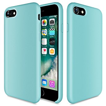 iPhone 8 Case, iPhone 7 Case, TOTU Liquid Silicone Gel Rubber Shockproof Case with Soft Microfiber Cloth Lining Cushion for iPhone 7/iPhone 8 - Mint