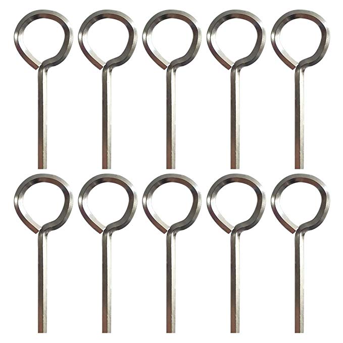 1/8” Standard Hex Dogging Key with Full Loop, Allen Wrench Door Key for Push Bar Panic Exit Devices, Solid Metal - 10 Packs