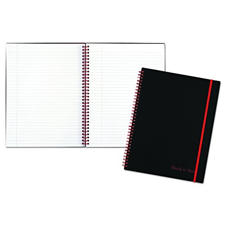 Black n' Red Twin Wire Poly Cover Notebook, 11 x 8-1/2 Inches, Black, 70 sheets ,140 Pages with front and back (K66652)