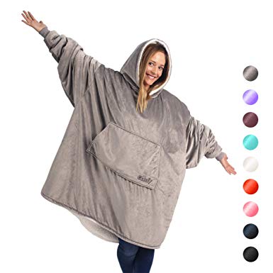 The Original Comfy: Warm, Soft, Cozy Sherpa Blanket Sweatshirt, Seen on Shark Tank, Invented By 2 Brothers, Multiple Colors, For Adults & Children, Reversible, Hood & Large Pocket, One Size