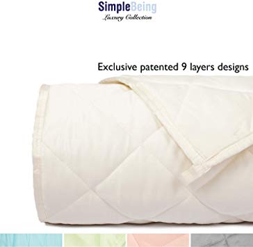 Simple Being Weighted Blanket, 60x80 12lb, Patented 9 Layers Design, Cooling Cotton, Adult Heavy Calming Blanket, White Cream