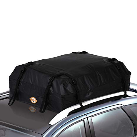 COOCHEER Car Roof Carrier- Waterproof Universal Soft Rooftop Bag Luggage Cargo Carriers for Car with Racks,Travel Touring,Cars,Vans, Suvs (15 Cubic Feet)