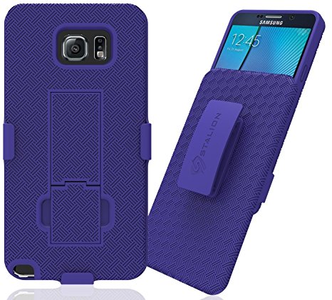 Galaxy Note 5 Case: Stalion Secure Holster Shell & Belt Clip Kickstand Combo (Cyan Blue) for Samsung Galaxy Note 5   TPU Shockproof Protection