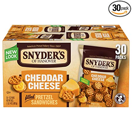 Snyder's of Hanover Pretzel Sandwiches, Cheddar Cheese, Single-Serve 1 Ounce, 30 Count
