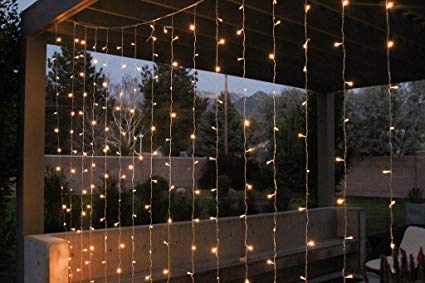 FOSSA LED String Curtain Lights | 9 ft | Perfect for Bedroom, Patio, and Wedding Decor | No Batteries Needed | Great for Indoor and Outdoor