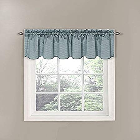Eclipse Canova 42-Inch by 21-Inch Thermaback Blackout Scallop Valance, River Blue