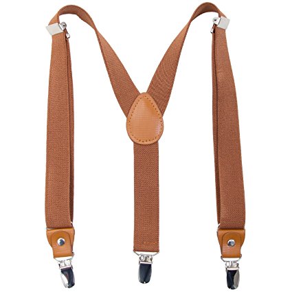 Children Boys Kids Adults Suspenders - Sturdy Metal Clips Genuine Leather suspender