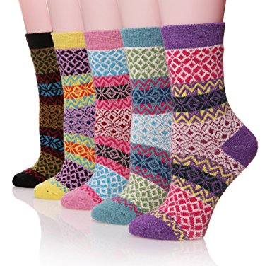 ProEtrade Women Wool Thick Winter Socks – 5 Pairs Warm Crew Socks