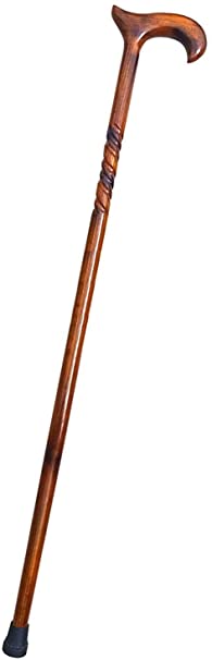 Khandekar Lyptus Derby Wooden Walking Stick with Spiral Carved Shaft - Traditional Style Decorative Walking Cane for Men and Women - Brown, 36 inch (92 cm)
