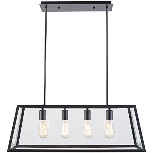 Light Society 4-Light Morley Chandelier, Matte Black with Clear Glass (LS-C104)