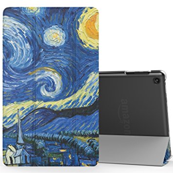 MoKo Case for All-New Amazon Fire HD 8 (2016 6th Generation) - Ultra Lightweight Slim shell Stand Cover with Translucent Frosted Back for Fire HD 8 Tablet (6th Gen, 2016 Release Only), Starry Night