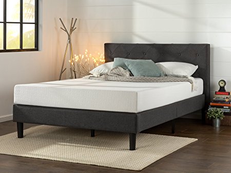 Zinus Upholstered Diamond Stitched Platform Bed with Wooden Slat Support, Twin