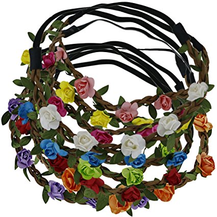 QingHan 9pcs Baby Girl Fashion Bohemian Flower Crown Floral Garland Headbands For Girls