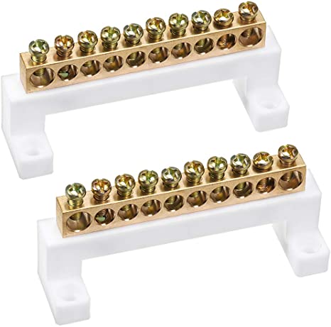 uxcell Terminal Block Connector Bar 10 Positions Single Row High Bridge Design Electric Barrier Bar 2 Pcs