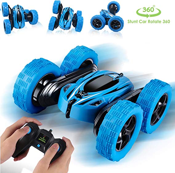 RC Cars Remote Control car, 2.4GHz Electric Race Stunt Car,Double Sided 360° Rolling Rotating Rotation, LED Headlights RC 4WD High Speed Off Road for 3 4 5 6 7 8-12 Year Old boy Toys