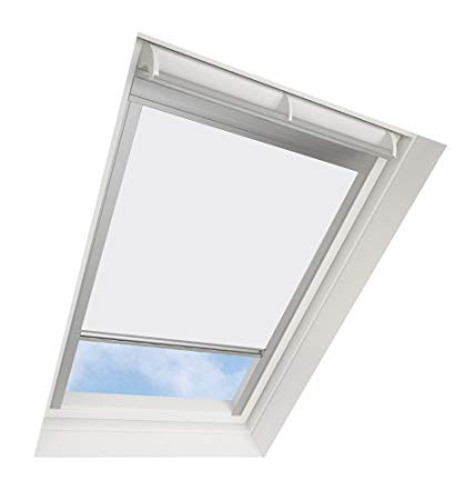 DARKONA ® Skylight Blinds For VELUX Roof Windows - Blackout Blind - Many Colours / Many Sizes (U08, White) - Silver Aluminium Frame