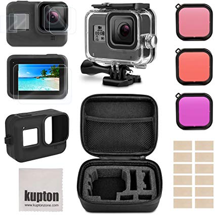 Kupton Accessories Kit for GoPro Hero 8 Black Bundle Includes Waterproof Housing   Tempered Glass Screen Protector   Carrying Case   Sleeve Case   Snorkel Filters   Anti-fog Inserts for Go Pro Hero8