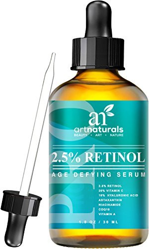 Art Naturals Enhanced Retinol Serum 25 With 20 Vitamin C and Hyaluronic Acid 1oz Best Anti Wrinkle Anti Aging Serum for Face and Sensitive Skin -Clinical Strength Organic Ingredients -Night Therapy
