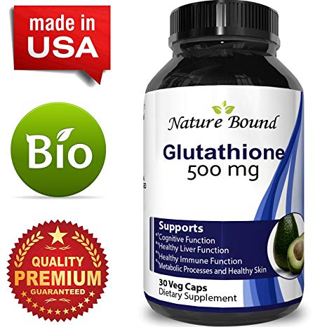 Pure Glutathione Skin Whitening Supplement and Natural Antioxidant 500 mg Reduced Glutathione Pills for Men and Women with Milk Thistle Extract and Alpha Lipoic Acid 60 Capsules by Nature Bound