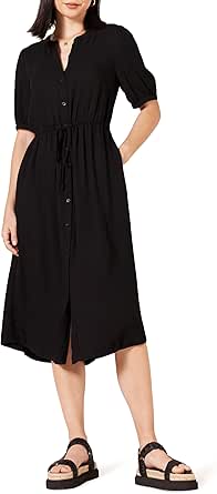 Amazon Essentials Women's Relaxed Fit Half-Sleeve Waisted Midi A-Line Dress