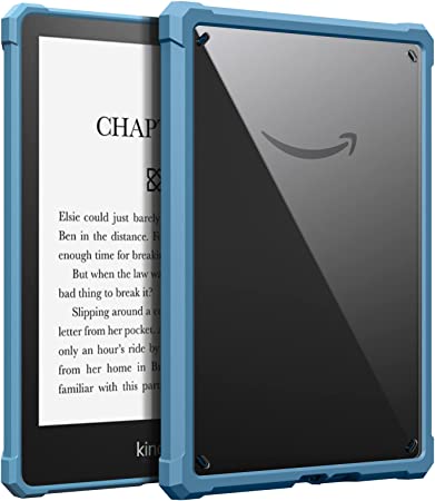 MoKo Case Fit with 6.8" Kindle Paperwhite (11th Generation-2021) and Kindle Paperwhite Signature Edition, Perfect Protection with Fully Covered Soft TPU Edge, Clear Back Cover for DIY, Twilight Blue