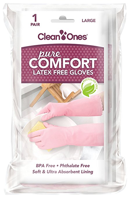 Clean Ones Pure Comfort Latex Free Vinyl Gloves - 2pr (Large)