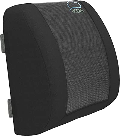 Modvel Lower Back Cushion Posture Corrector & Lumbar Support for Office Chair, Car Seat & Traveling – Orthopedic Pillow for Waist & Tailbone Pain Relief – Soft & Firm Foam Pad with Cover (MV-101)