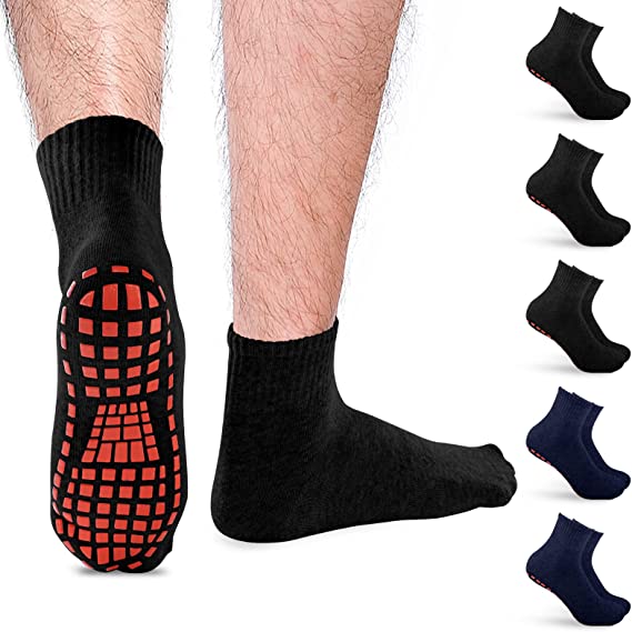 iArtker Non Slip Grip Socks for Women Men Yoga Pilates Hospital Slipper Socks 5 Pairs