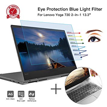 CaseBuy Anti-Glare Screen Protector Eye Protection Blue Light Filter for Lenovo Yoga 730 2-in-1 13.3 Inch & Ultra Thin TPU Keyboard Cover Accessories for Yoga 730 13.3"