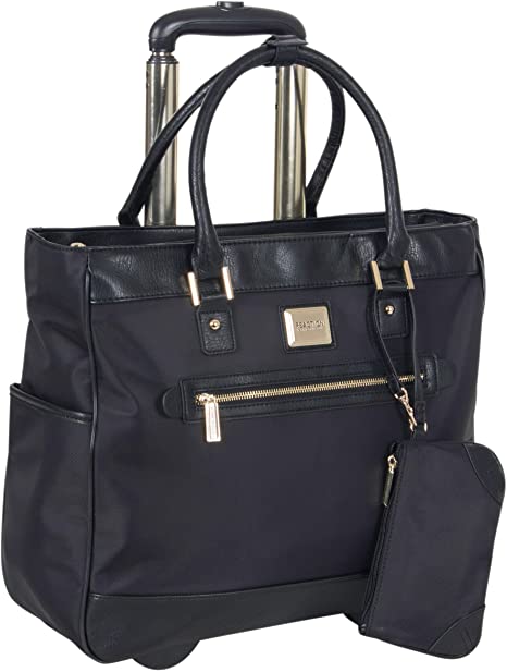 Kenneth Cole Reaction Runway Call Nylon-Twill Laptop & Tablet Business Travel, Black Wheeled Tote, One Size