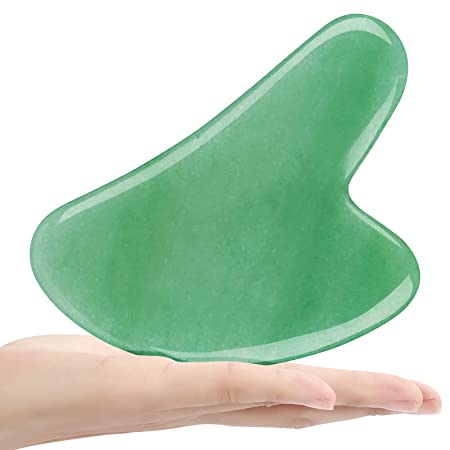 Gua Sha Facial Tools, Gua Sha Jade Stone Trigger Point GuaSha Massager Tool With Smooth Edge for Physical Therapy and SPA Acupuncture Therapy, Guasha Stone Board Used for Face,Eyes, Neck and Body