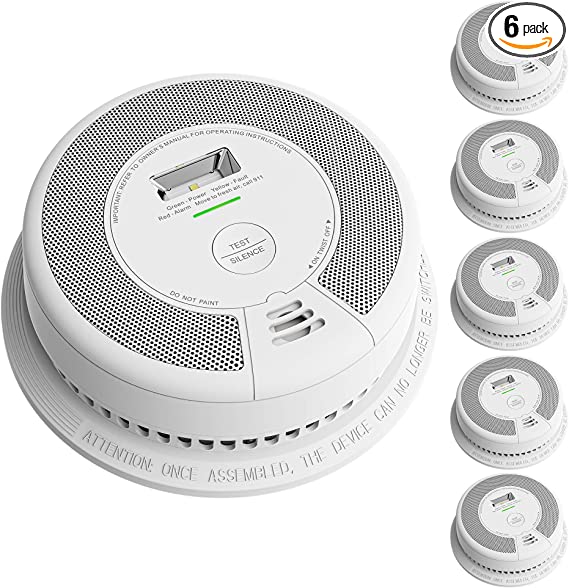 X-Sense 10-Year Battery Smoke Detector with Emergency Light, Enhanced Photoelectric Fire Smoke Alarm with LED Indicator & Silence Button, Compliant with UL 217 Standard, SD07 (6-Pack)