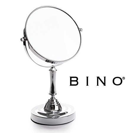BINO 'The Academic' 6.5-Inch Double-Sided Swivel Tabletop Vanity Mirror with 5x Magnification, Chrome